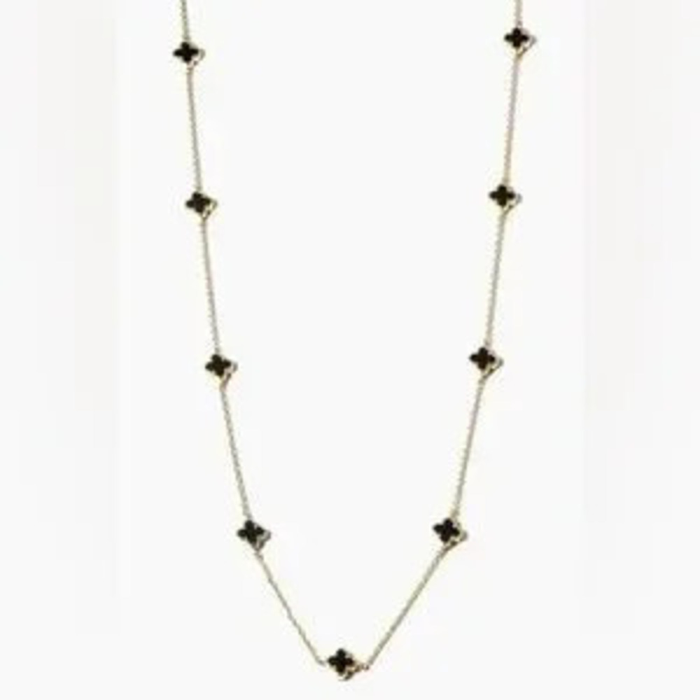 MINI CLOVER CHAIN NECKLACE-BK (7101) - Picture 2 of 2
